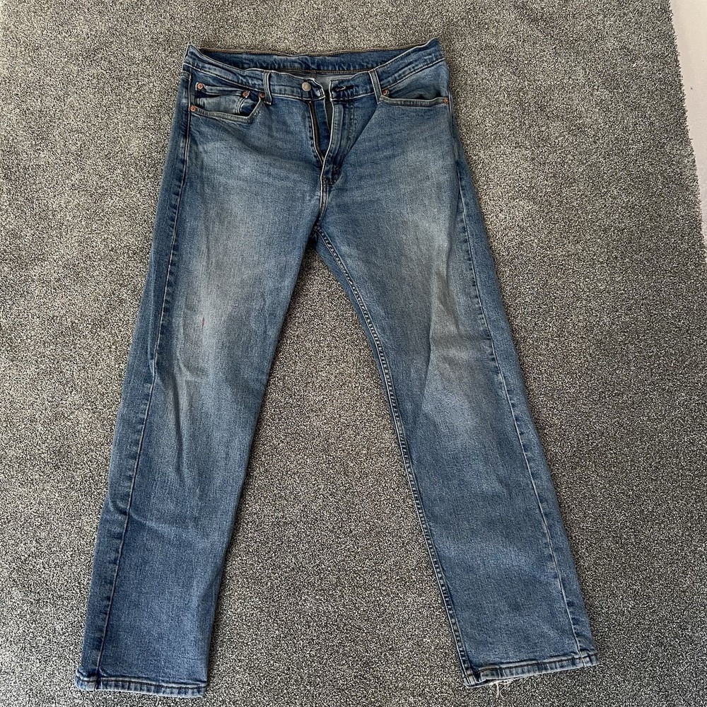 Levis 505 Jeans Medium Wash Denim Pants W36 L32 Mens Blue Straight Regular Fit